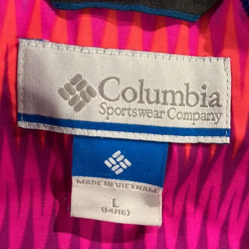 Columbia girls colorful insulated winter jacket with hood size large 14-16.